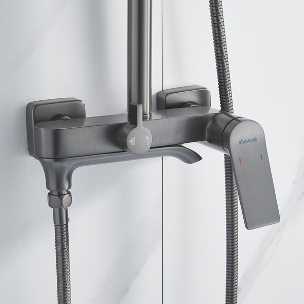 Изображение товара Душевая система со смесителем Shevanik S4136T (оружейная сталь)