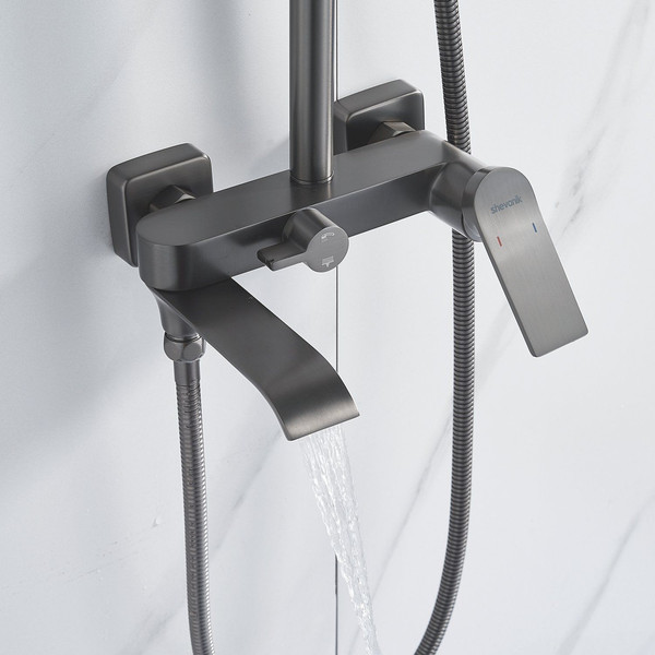 Изображение товара Душевая система со смесителем Shevanik S4136T (оружейная сталь)