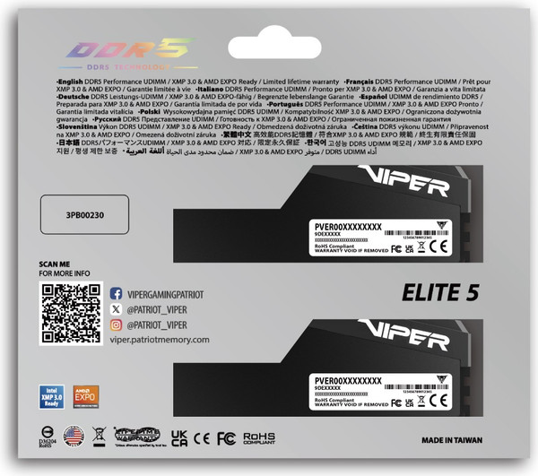 Изображение товара Оперативная память DDR5 Patriot Viper Elite 5 Ultra (VEU532G6028K)