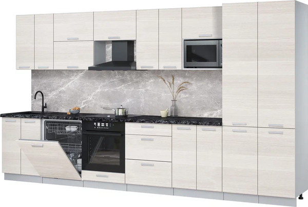 Изображение товара Кухонный гарнитур Интерлиния Мила Лайт 3.8-ПМ2 (вудлайн кремовый/вудлайн кремовый/кастилло темный)