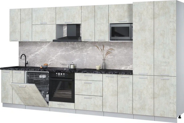 Изображение товара Кухонный гарнитур Интерлиния Мила Лайт 3.8-ПМ2 (бетон лайт/бетон лайт/кастилло темный)