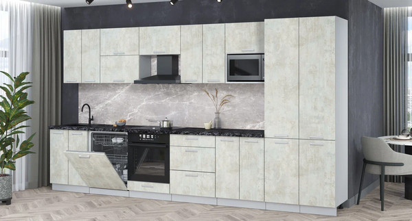 Изображение товара Кухонный гарнитур Интерлиния Мила Лайт 3.8-ПМ2 (бетон лайт/бетон лайт/кастилло темный)