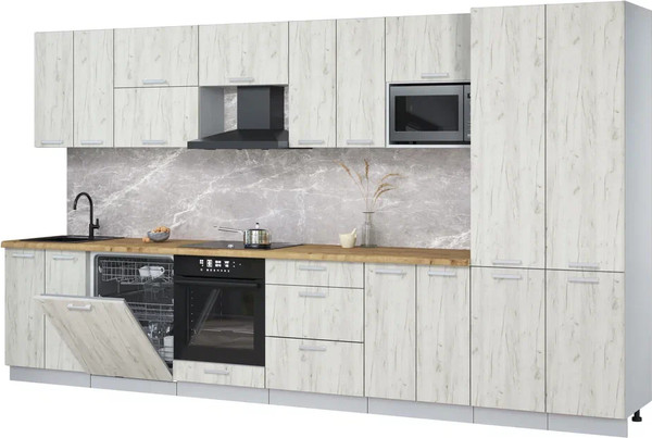 Изображение товара Кухонный гарнитур Интерлиния Мила Лайт 3.8-ПМ2 (дуб белый/дуб белый/дуб бунратти)