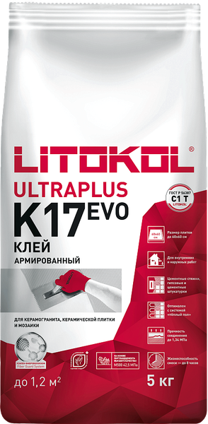 Изображение товара Клей для плитки Litokol Ultraplus K17 Evo (5кг)