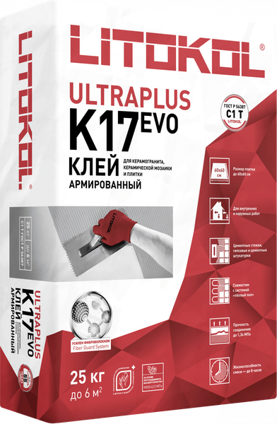 Изображение товара Клей для плитки Litokol Ultraplus K17 Evo (25кг)