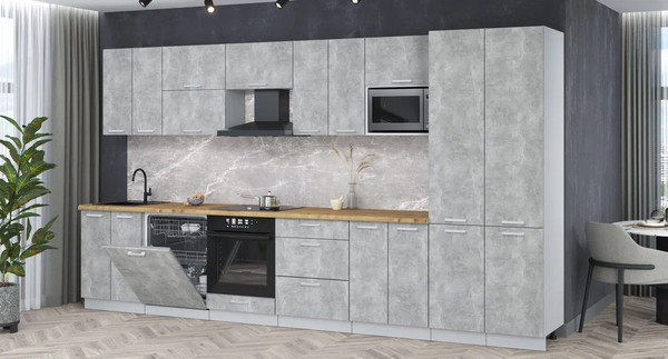 Изображение товара Кухонный гарнитур Интерлиния Мила Лайт 3.8-ПМ2 (бетон/бетон/дуб бунратти)