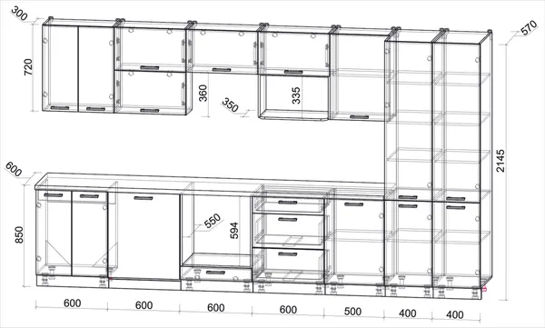 Изображение товара Кухонный гарнитур Interline Мила Лайт 3.7-ПМ2 (дуб золотой/дуб золотой/кастилло темный)