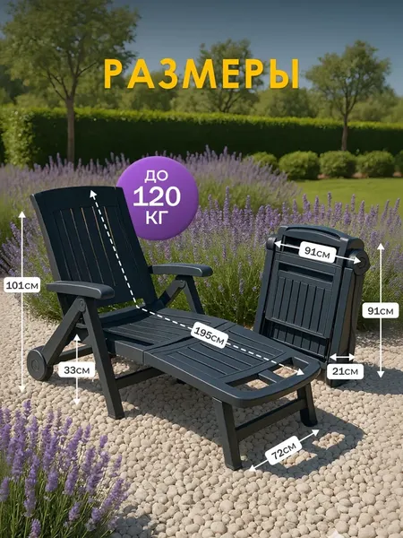 Изображение товара Складной шезлонг Ipae Progarden Zaffiro / ZAF18CAN