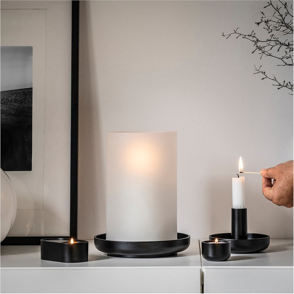 Изображение товара Подсвечник Ikea Хедервард / 005.106.19 (матовое стекло/черный)