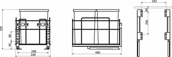 Изображение товара Корзина мусорная выдвижная Wiexpol 400 / 87 473 (графит)