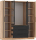 Миниатюра изображения товара Шкаф Олмеко Вегас 4-х дверный с зеркалом 83.07 (дуб золотой/черный/белый)