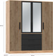 Миниатюра изображения товара Шкаф Олмеко Вегас 4-х дверный с зеркалом 83.07 (дуб золотой/черный/белый)