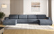 Миниатюра изображения товара Диван П-образный Олмеко Женева 2S2O2P еврокнижка (микровелюр шейп сталь)
