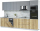 Миниатюра изображения товара Кухонный гарнитур Интерлиния Мила Лайт 3.2-ПМ3   (серебро/дуб золотой/серый каспий)