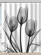 Миниатюра изображения товара Шторка-занавеска для ванны ILLU 180x180 / LH2431969 (серые тюльпаны)