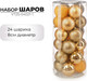 Миниатюра изображения товара Набор шаров новогодних Ausini VT25-04021-1 (золото, 24шт)