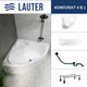 Миниатюра изображения товара Ванна акриловая Lauter Riviera 150x150 / 21050150 (с ножками, лицевым экраном и сифоном 21Y32001 матовый черный)
