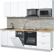 Миниатюра изображения товара Кухонный гарнитур Интерлиния Мила Лайт 2.45-ПМ4  (белый платинум/белый платинум/дуб бунратти)