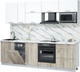 Миниатюра изображения товара Кухонный гарнитур Интерлиния Мила Лайт 2.6-ПМ4 (белый платинум/дуб серый/белый гранит)