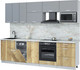 Миниатюра изображения товара Кухонный гарнитур Интерлиния Мила Лайт 2.7-ПМ4 ( серебро/дуб золотой/серый каспий)
