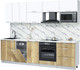 Миниатюра изображения товара Кухонный гарнитур Интерлиния Мила Лайт 2.7-ПМ4  (белый платинум/дуб золотой/белый гранит)