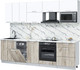 Миниатюра изображения товара Кухонный гарнитур Интерлиния Мила Лайт 2.7-ПМ4 ( белый платинум/дуб серый/белый гранит)
