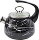 Миниатюра изображения товара Чайник со свистком КМЗ Черный мрамор 43615-103/4.01-У1ЧрЧРМ (черный мрамор)
