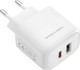 Миниатюра изображения товара Адаптер питания сетевой XO PD20W/QC18W 1USB-A+1USB-C L137(EU)