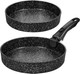 Миниатюра изображения товара Набор сковородок Elan Gallery Гармония Вкуса Черный Мрамор / 121204