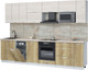 Миниатюра изображения товара Кухонный гарнитур Интерлиния Мила Лайт 3.0-ПМ4  (вудлайн кремовый/дуб золотой/травертин серый)
