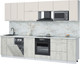 Миниатюра изображения товара Кухонный гарнитур Интерлиния Мила Лайт 3.0-ПМ4  (персидский жемчуг/дуб белый/серый каспий)