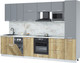 Миниатюра изображения товара Кухонный гарнитур Интерлиния Мила Лайт 3.1-ПМ4 (серебро/дуб золотой/серый каспий)
