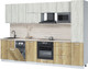 Миниатюра изображения товара Кухонный гарнитур Интерлиния Мила Лайт 3.1-ПМ4 (дуб белый/дуб золотой/травертин серый)