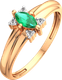 Миниатюра изображения товара Кольцо из розового золота ZORKA 2D2087.14K.R (р.16.5, с бриллиантом и изумрудом)