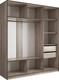 Миниатюра изображения товара Шкаф-купе Евва АЭП ШК.3.01 233 TG.05 (дуб трюфель/зеркало/венге глянец)