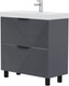 Миниатюра изображения товара Тумба с умывальником Volna Geometry 80.2Y 9696 + Lake 80 (графит)