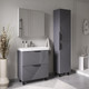 Миниатюра изображения товара Тумба с умывальником Volna Geometry 70.2Y 9696 + Lake 70 (графит)