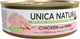 Миниатюра изображения товара Влажный корм для кошек Unica Natura курица с ветчиной (70г)
