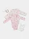 Миниатюра изображения товара Набор боди для малышей Mark Formelle 13017-2 (р.62-40, сердца на светло-розовом/цветочки на розовом)