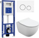Миниатюра изображения товара Унитаз подвесной с инсталляцией Cersanit Brasko Slim 64824 + Aqua M 40 68177 с кнопкой Twins 63526 (кнопка белый)
