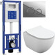 Миниатюра изображения товара Унитаз подвесной с инсталляцией Cersanit Brasko Slim 64824 + Aqua M 40 68177 с кнопкой Twins 63523 (кнопка хром глянцевый)