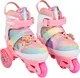 Миниатюра изображения товара Роликовые коньки CosmoRide Fei + набор защиты (р-р 31-34, белый/розовый)