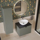 Миниатюра изображения товара Тумба с умывальником Lauter Melisa 50 + 21652 (серо-зеленый п/мат, три ручки в комплекте + столешница из цельного дуба Melisa 50)