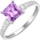 Миниатюра изображения товара Кольцо из серебра 7 КАРАТ П1227-083СА (р.17, с аметистом и фианитами)