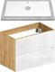 Миниатюра изображения товара Тумба для ванной ЗОВ Дион 80 со столешницей T795C2 / D80LHO0M9003MKV5 (белый матовый/дуб)