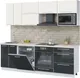 Миниатюра изображения товара Кухонный гарнитур Interline Пластик 2.4-ПМ2  (антрацит глянец/зефирный/травертин серый)