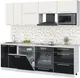 Миниатюра изображения товара Кухонный гарнитур Interline Пластик 2.4-ПМ2  (черный глянец/зефирный/травертин серый)