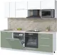 Миниатюра изображения товара Кухонный гарнитур Interline Пластик 2.4-ПМ2  (полынь/белый глянец/травертин серый)