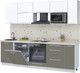 Миниатюра изображения товара Кухонный гарнитур Interline Пластик 2.6-ПМ2  (белый глянец/кварцевый/бискайская сосна)