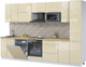 Миниатюра изображения товара Кухонный гарнитур Interline Пластик 3.2-ПМ2  (ваниль глянец/ваниль глянец/дуб бунратти)